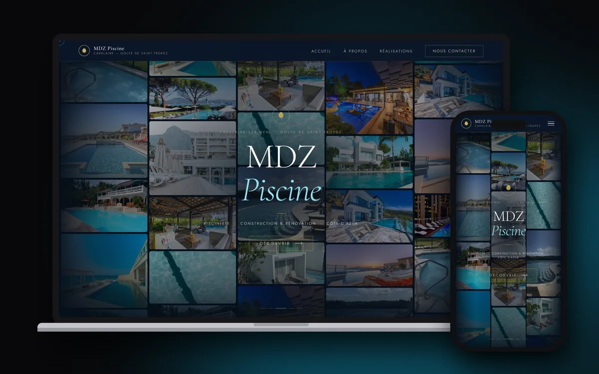 Le site MDZ Piscine sur ordinateur et sur téléphone