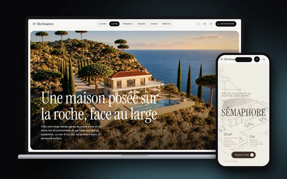 Le site Villa Sémaphore sur ordinateur et sur téléphone